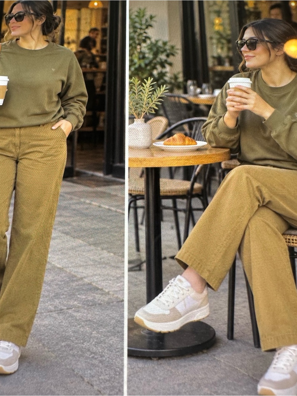 Talbots Olive Green Wide-Leg Corduroy Pants